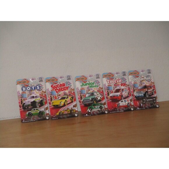 Matchbox Mattel Candy Food Series Lot of  5 Different Car Lot 2023 New Package - Picture 1 of 6